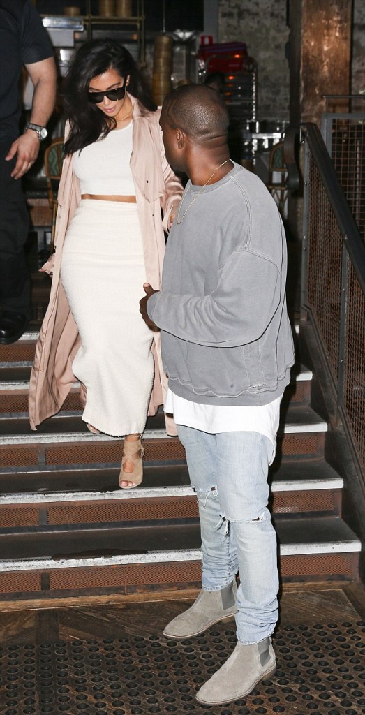 KIM KARDASHIAN WEST AND KANYE WEST LEAVE MR. WONGS RESTAURANT IN SYDNEY'S CBD. 14 September 2014 ©MEDIA-MODE.COM